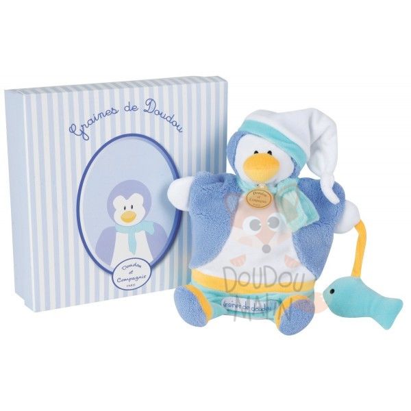  grains handpuppet baby comforter penguin blue green white yellow fish 